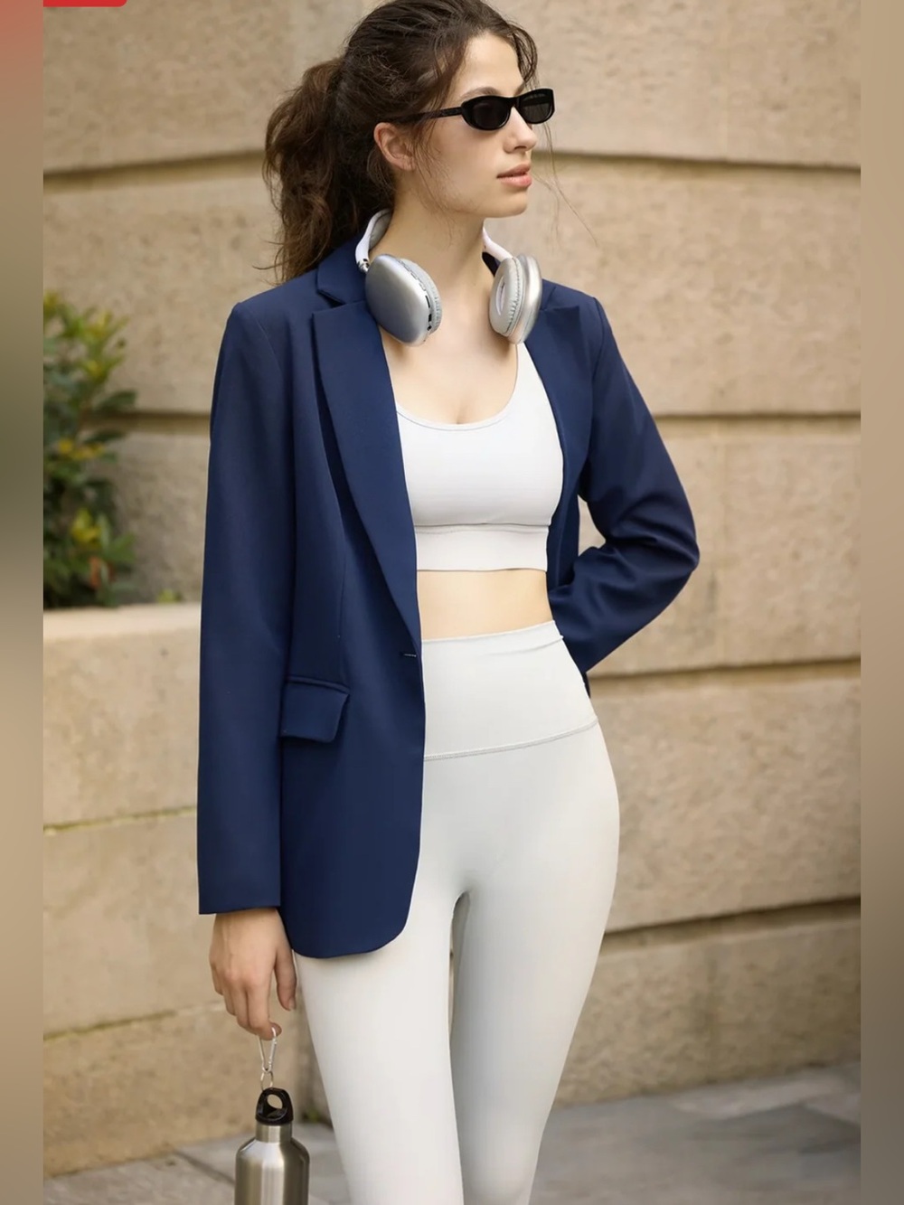 NWT Cicy Bell Womens Casual Work Career Blazer Size L Navy Blue